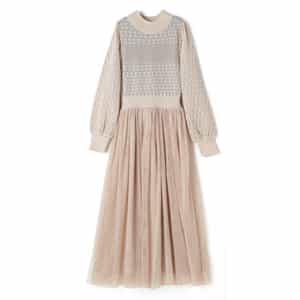 コンビネーション ジャガードニットドレス