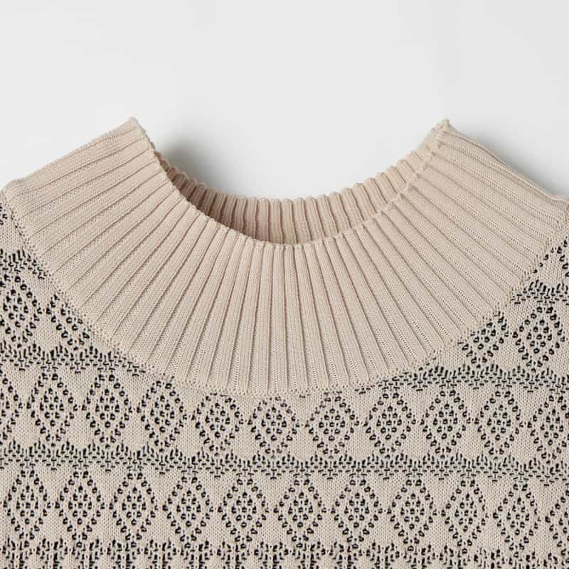 BARNEYS NEW YORK コンビネーション ジャガードニットドレス BEIGE