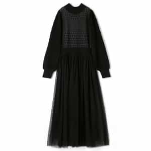 コンビネーション ジャガードニットドレス