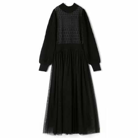 コンビネーション ジャガードニットドレス