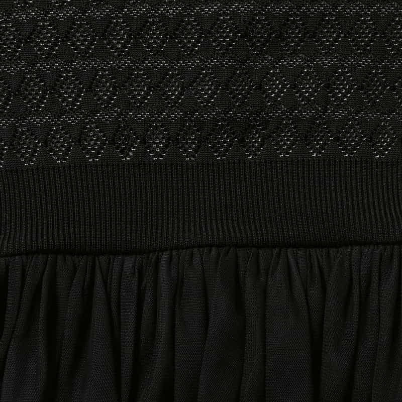 BARNEYS NEW YORK コンビネーション ジャガードニットドレス BLACK