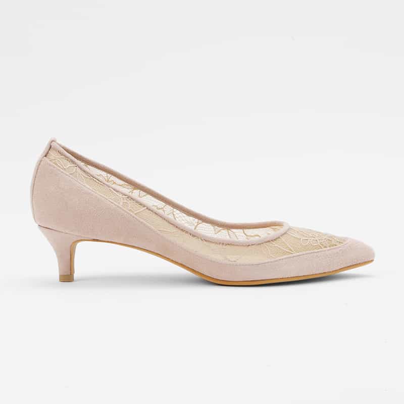 BARNEYS NEW YORK レース ポインテッドトゥパンプス PINK