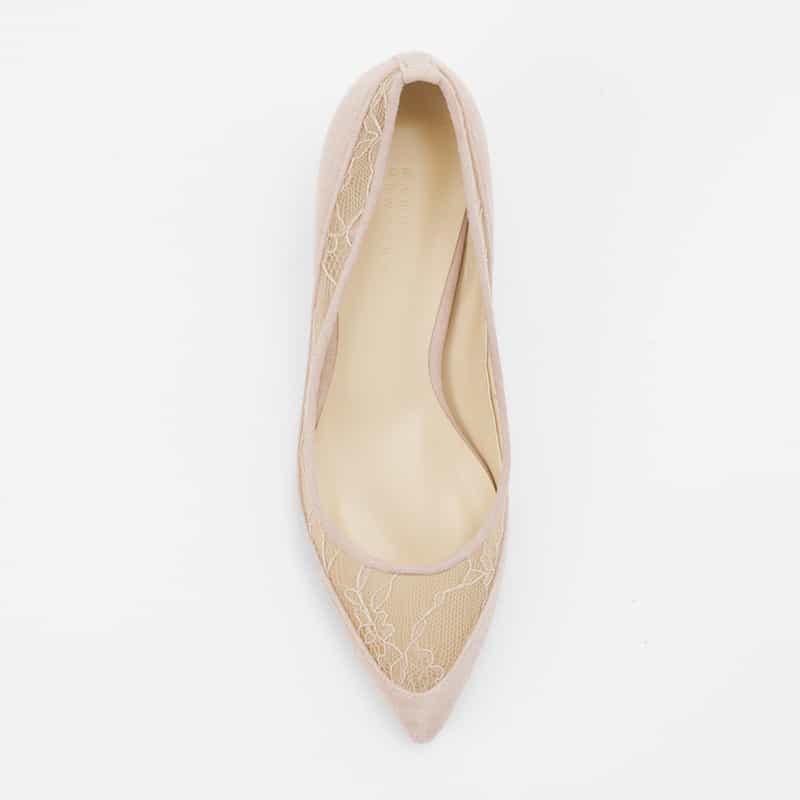 BARNEYS NEW YORK レース ポインテッドトゥパンプス PINK