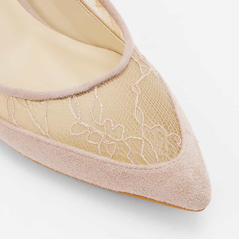 BARNEYS NEW YORK レース ポインテッドトゥパンプス PINK