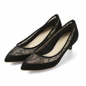 レース ポインテッドトゥパンプス