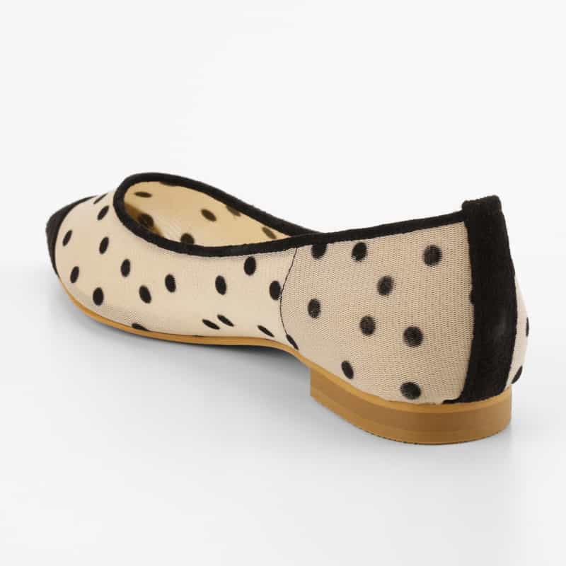 BARNEYS NEW YORK ドット柄レース ポインテッドトゥパンプス BEIGE