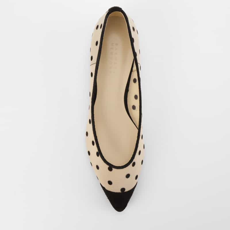 BARNEYS NEW YORK ドット柄レース ポインテッドトゥパンプス BEIGE