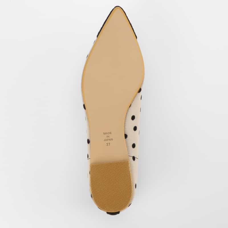BARNEYS NEW YORK ドット柄レース ポインテッドトゥパンプス BEIGE