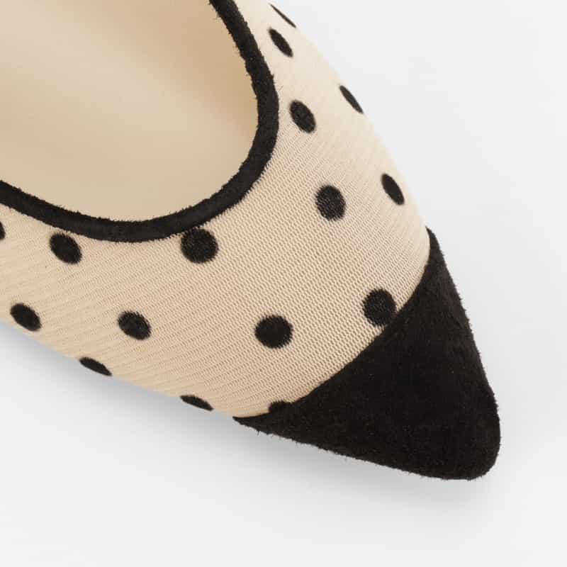 BARNEYS NEW YORK ドット柄レース ポインテッドトゥパンプス BEIGE