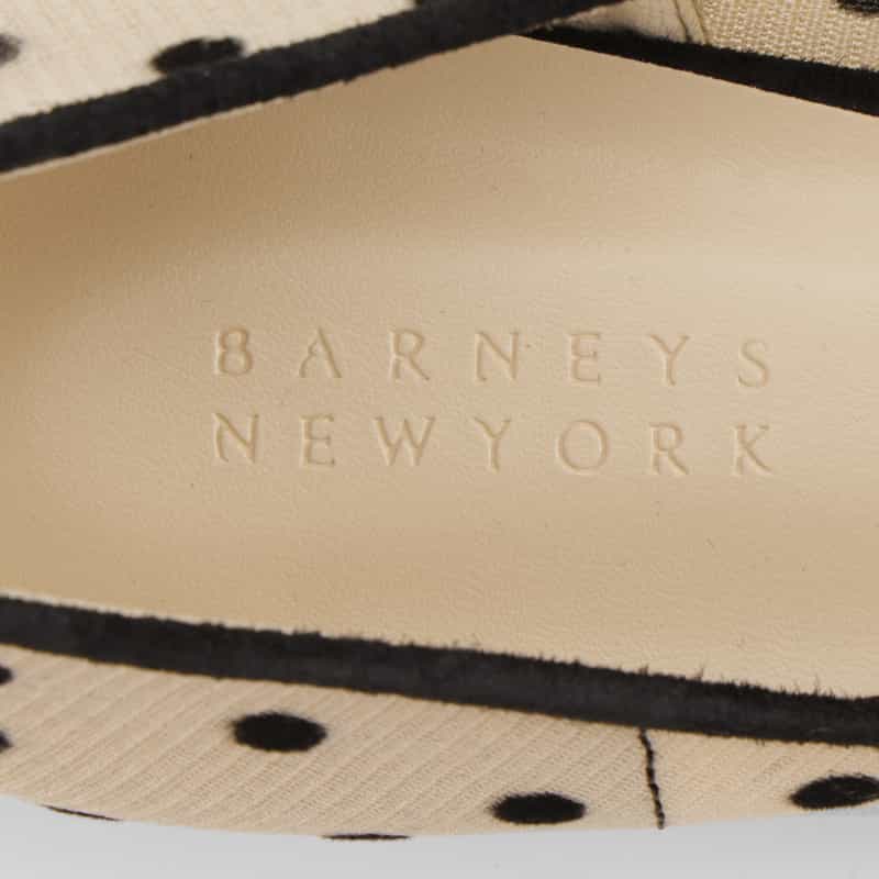 BARNEYS NEW YORK ドット柄レース ポインテッドトゥパンプス BEIGE