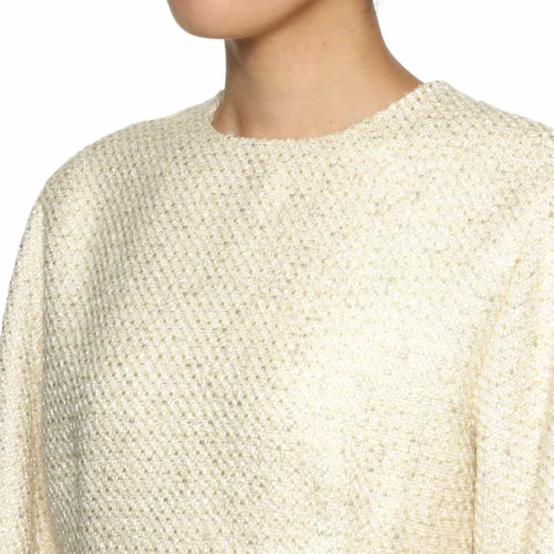 BARNEYS NEW YORK ツイード素材アシンメトリーフリルヘムドレス WHITE