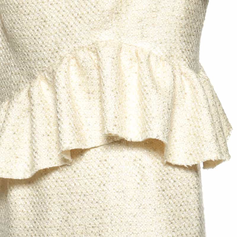 BARNEYS NEW YORK ツイード素材アシンメトリーフリルヘムドレス WHITE