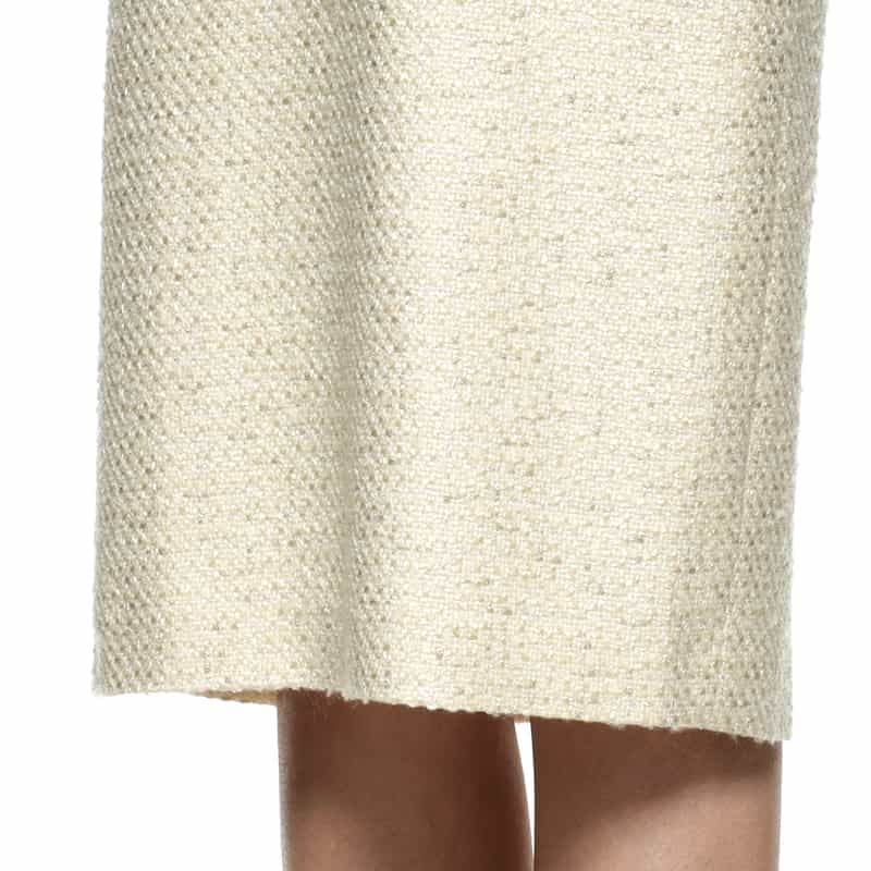 BARNEYS NEW YORK ツイード素材アシンメトリーフリルヘムドレス WHITE