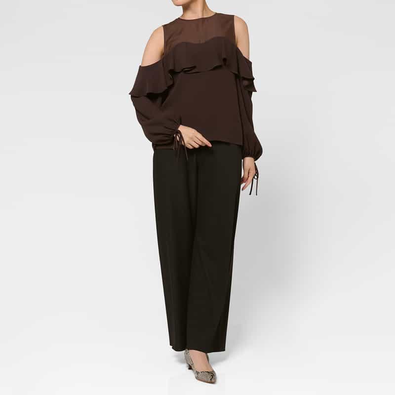 BARNEYS NEW YORK ウォッシャブル イージーワイドパンツ BLACK