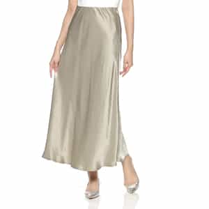 ウォッシャブル シワ加工ロングサテンスカート
