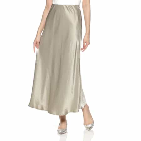 ウォッシャブル シワ加工ロングサテンスカート