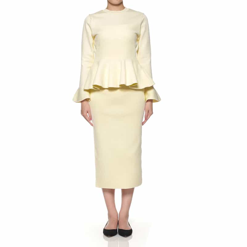 BARNEYS NEW YORK セットアップ ウォッシャブル ペプラムニットプルオーバー WHITE