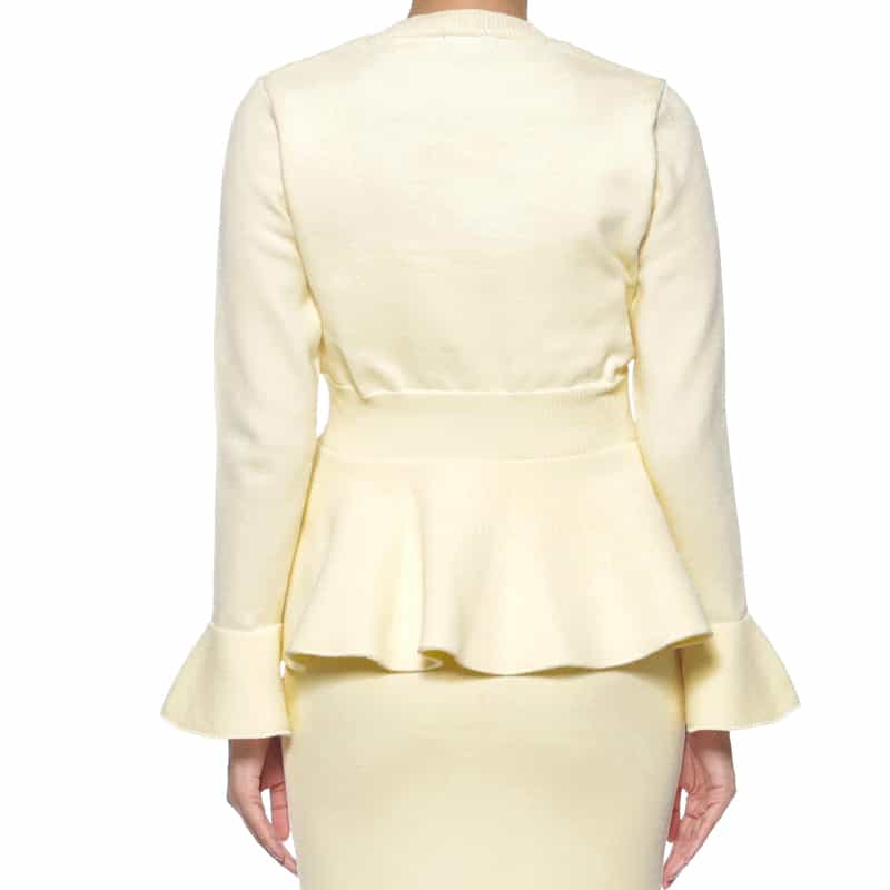 BARNEYS NEW YORK セットアップ ウォッシャブル ペプラムニットプルオーバー WHITE