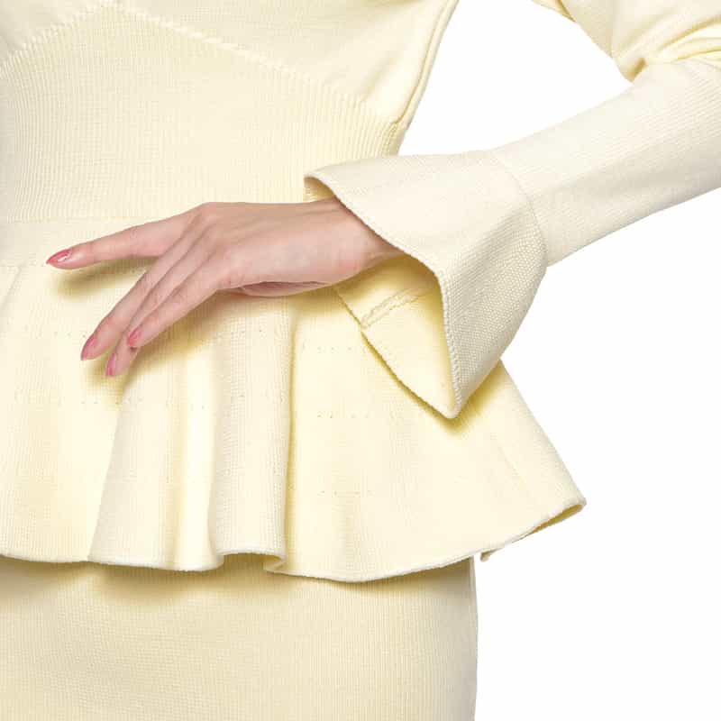 BARNEYS NEW YORK セットアップ ウォッシャブル ペプラムニットプルオーバー WHITE