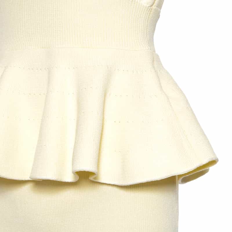 BARNEYS NEW YORK セットアップ ウォッシャブル ペプラムニットプルオーバー WHITE