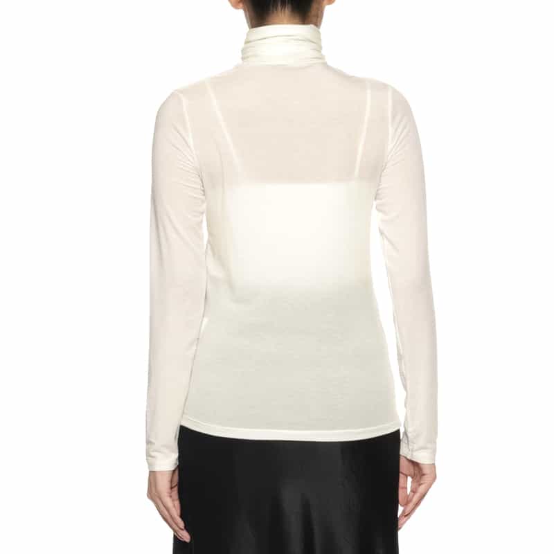 BARNEYS NEW YORK ウォッシャブル シアー タートルネックニットプルオーバー WHITE