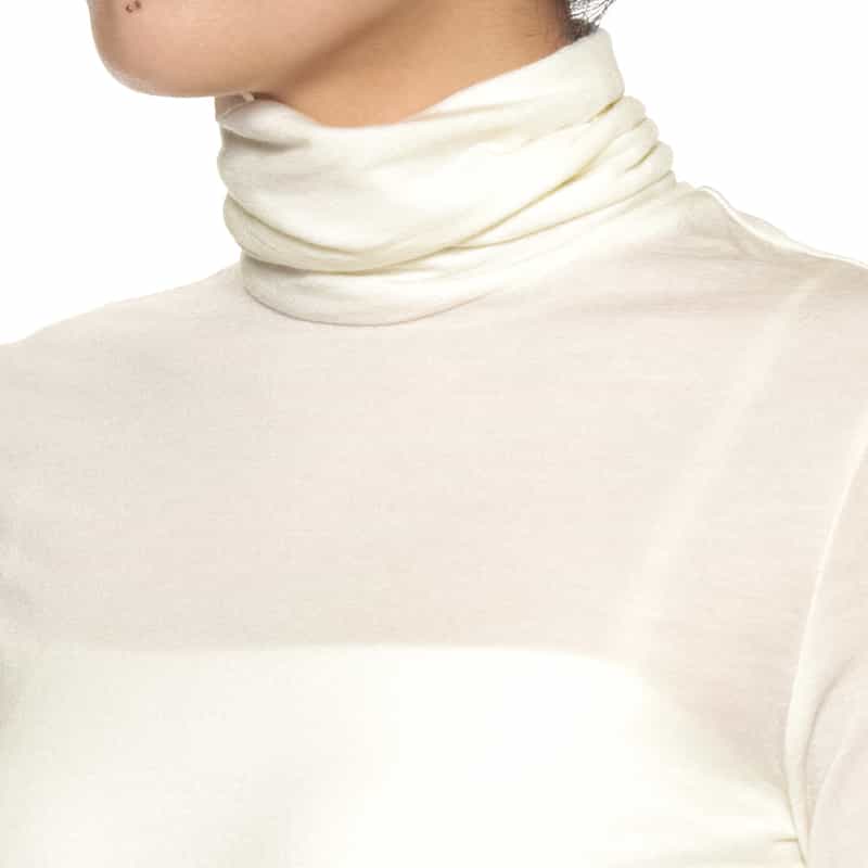 BARNEYS NEW YORK ウォッシャブル シアー タートルネックニットプルオーバー WHITE