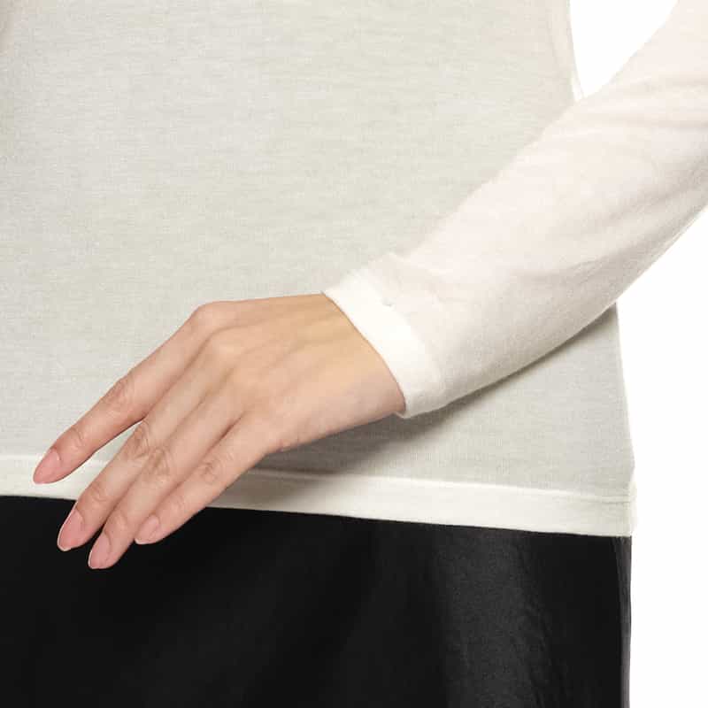 BARNEYS NEW YORK ウォッシャブル シアー タートルネックニットプルオーバー WHITE