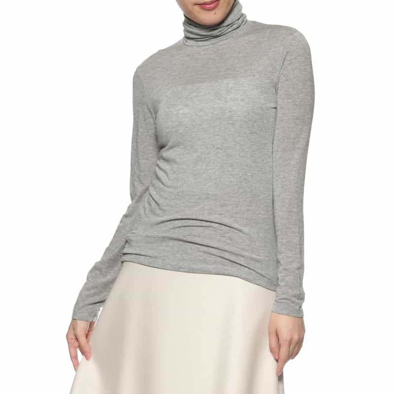 BARNEYS NEW YORK ウォッシャブル シアー タートルネックニットプルオーバー GRAY