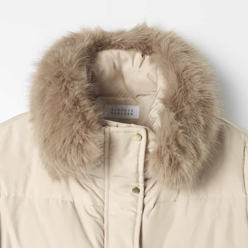 BARNEYS NEW YORK ファー付きダウンジャケット BEIGE