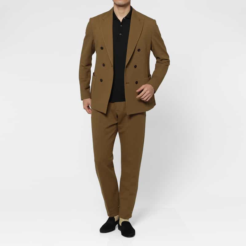 FRADI FRADI＜フラディ＞ コットンリネン素材ダブルブレストジャケット BROWN