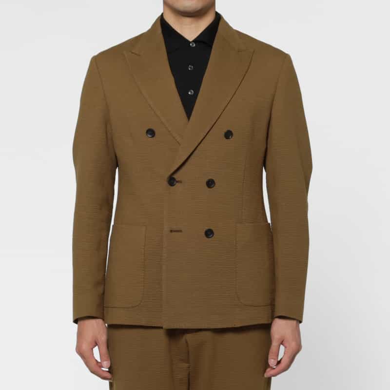 FRADI FRADI＜フラディ＞ コットンリネン素材ダブルブレストジャケット BROWN