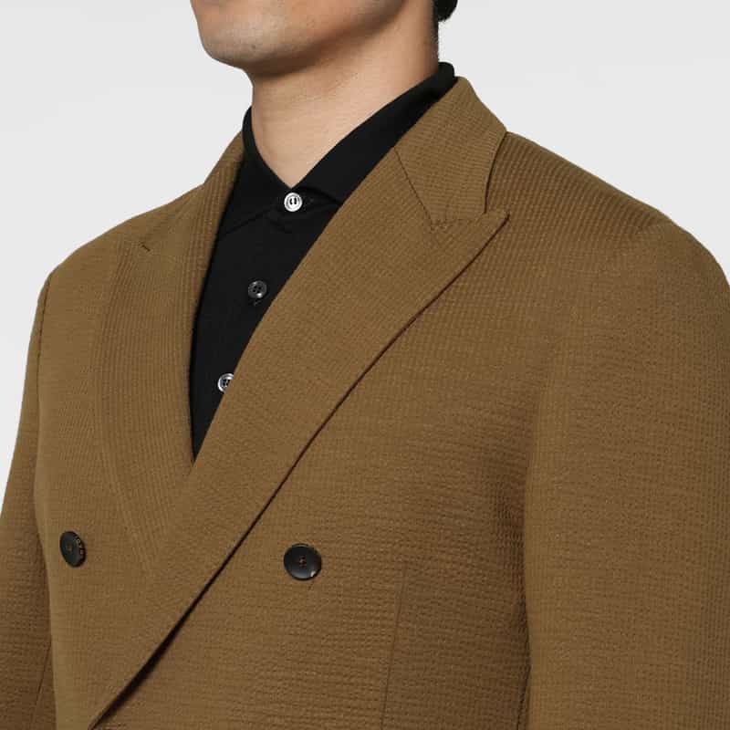 FRADI FRADI＜フラディ＞ コットンリネン素材ダブルブレストジャケット BROWN