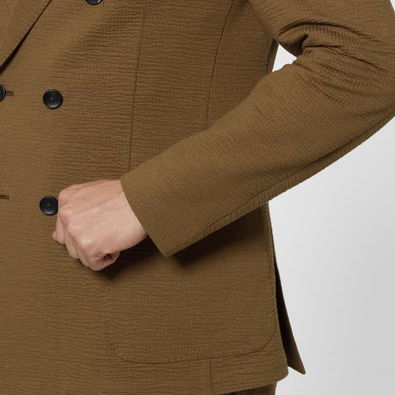 FRADI FRADI＜フラディ＞ コットンリネン素材ダブルブレストジャケット BROWN