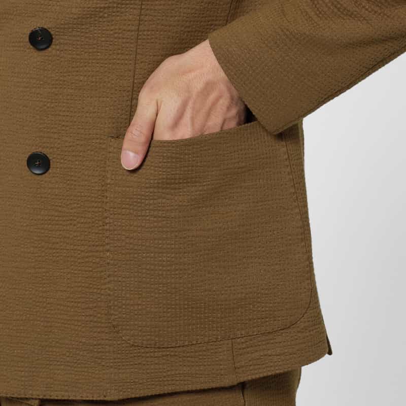 FRADI FRADI＜フラディ＞ コットンリネン素材ダブルブレストジャケット BROWN