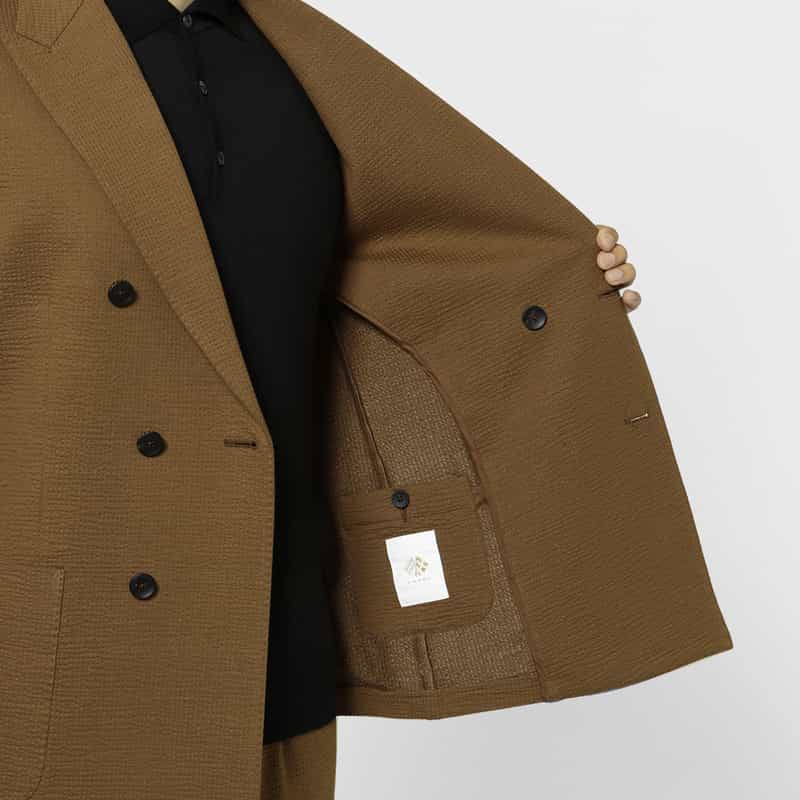 FRADI FRADI＜フラディ＞ コットンリネン素材ダブルブレストジャケット BROWN