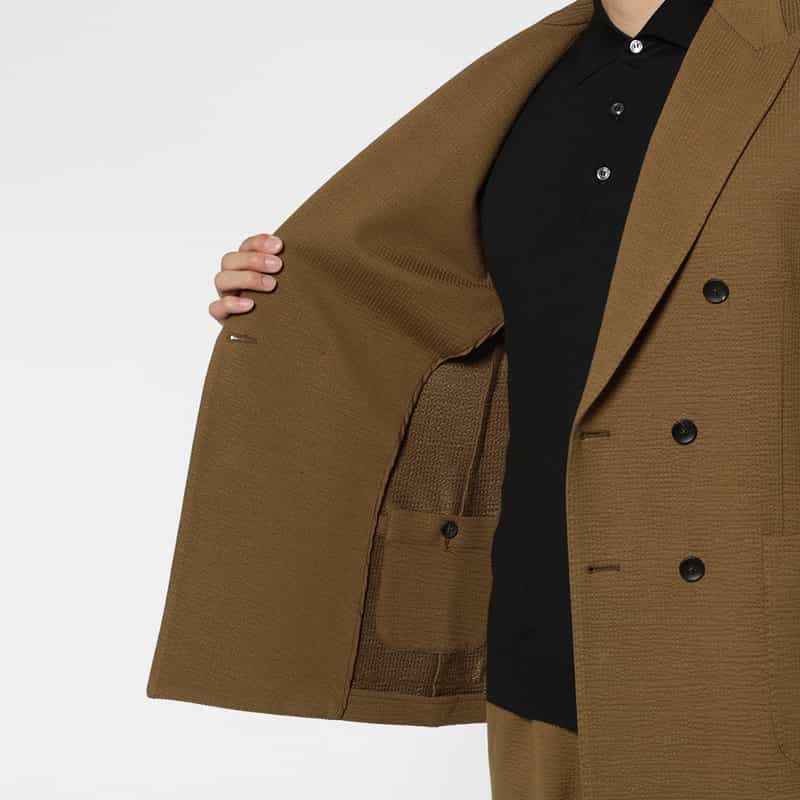FRADI FRADI＜フラディ＞ コットンリネン素材ダブルブレストジャケット BROWN