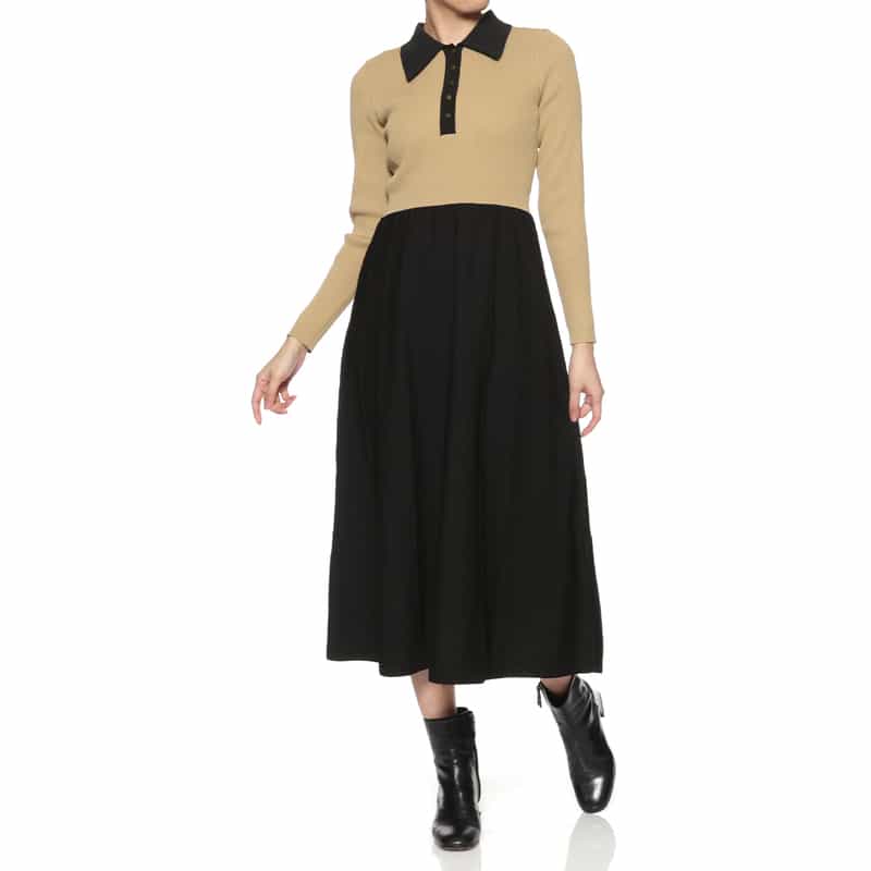 襟付きニットドレス