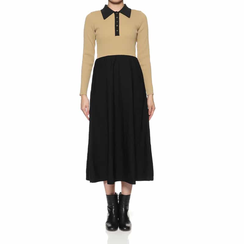 BARNEYS NEW YORK 襟付きニットドレス BEIGE