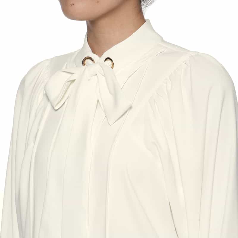 BARNEYS NEW YORK リボンタイ付ブラウス WHITE