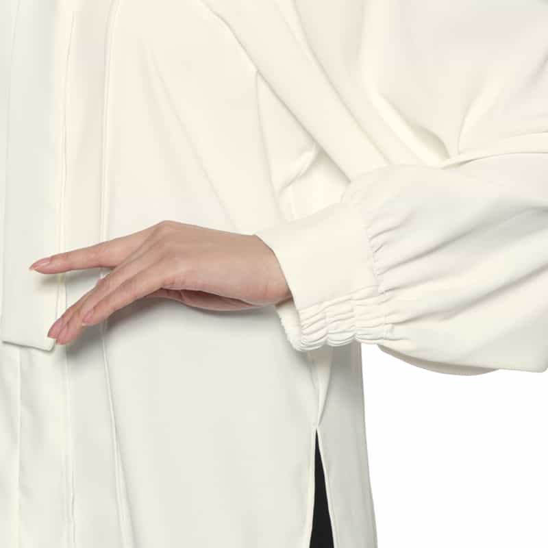 BARNEYS NEW YORK リボンタイ付ブラウス WHITE