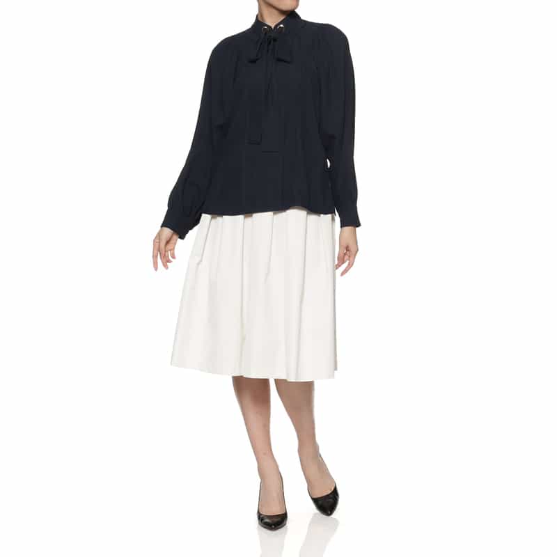 BARNEYS NEW YORK リボンタイ付ブラウス NAVY