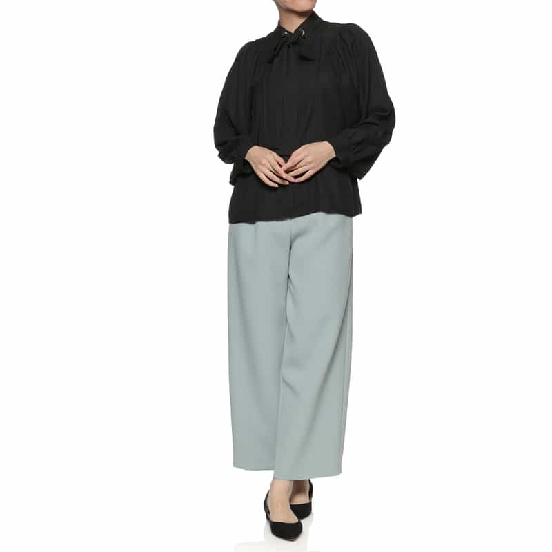 BARNEYS NEW YORK リボンタイ付ブラウス BLACK