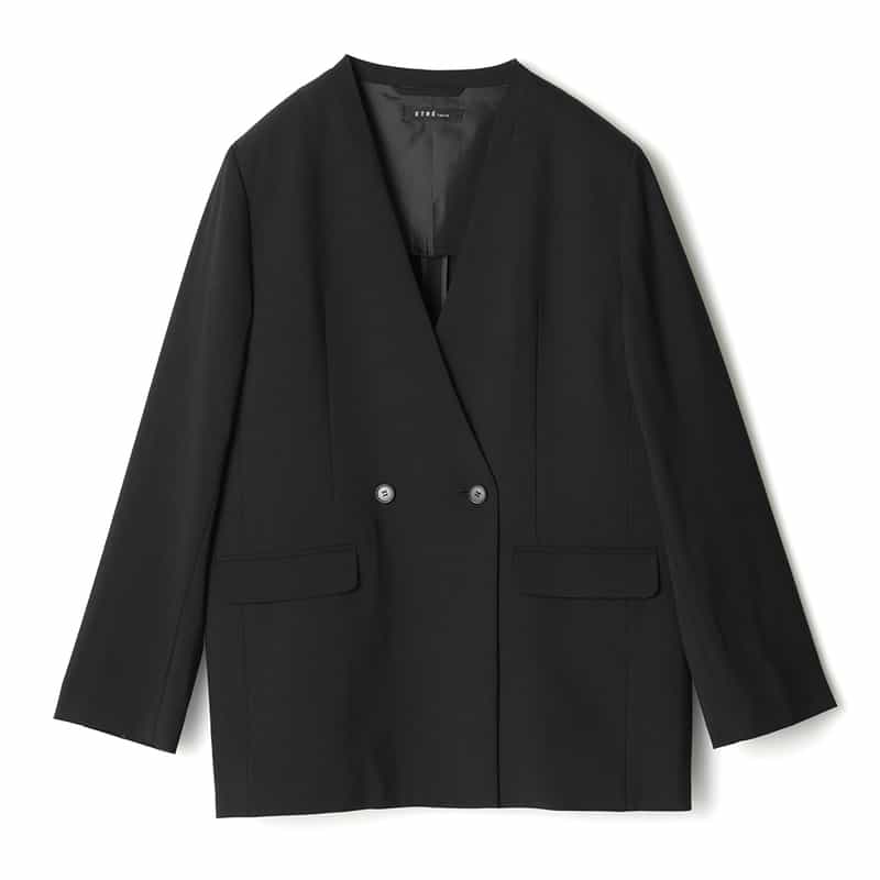 ETRE TOKYO ETRE TOKYO＜エトレ トウキョウ＞ バーニーズ　ニューヨーク限定 ノーカラーダブルブレストジャケット BLACK