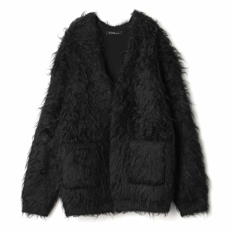 ETRE TOKYO ETRE TOKYO＜エトレ トウキョウ＞ バーニーズ　ニューヨーク限定 ダブフェイスヘアリーニットカーディガン BLACK