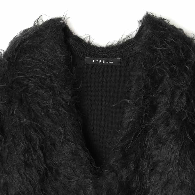 ETRE TOKYO ETRE TOKYO＜エトレ トウキョウ＞ バーニーズ　ニューヨーク限定 ダブフェイスヘアリーニットカーディガン BLACK