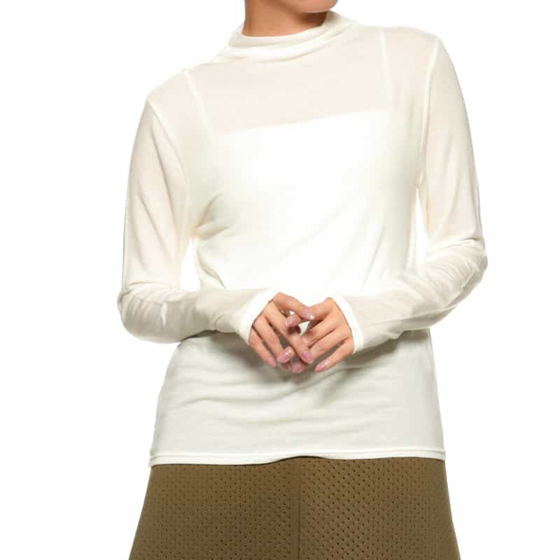 ウォッシャブル モックネックカットソー