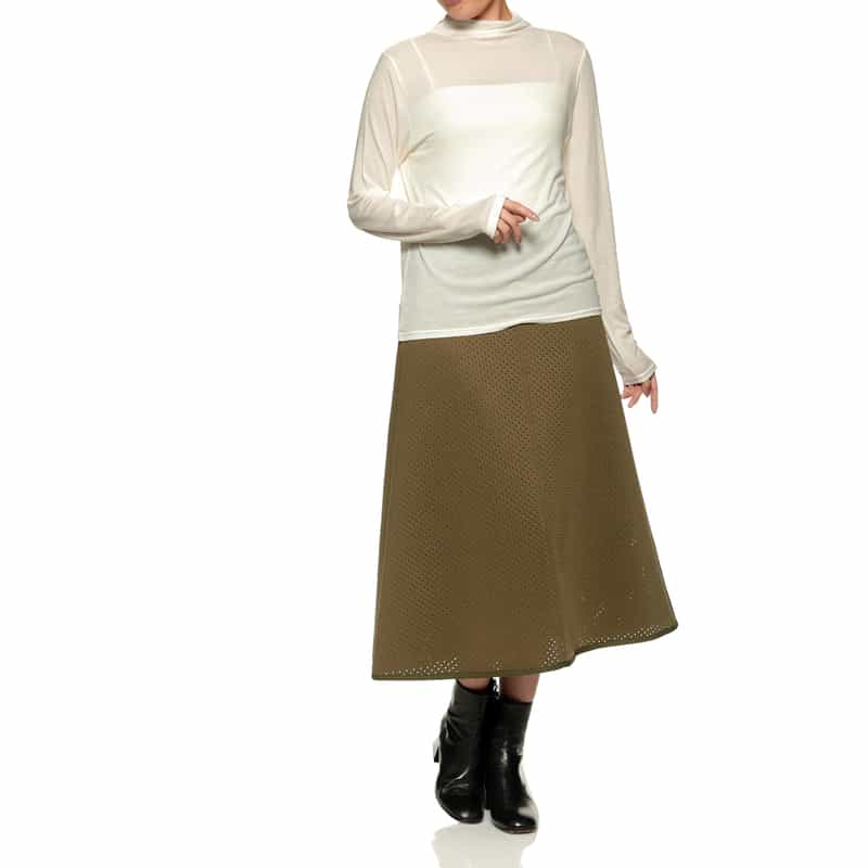 BARNEYS NEW YORK ウォッシャブル モックネックカットソー WHITE