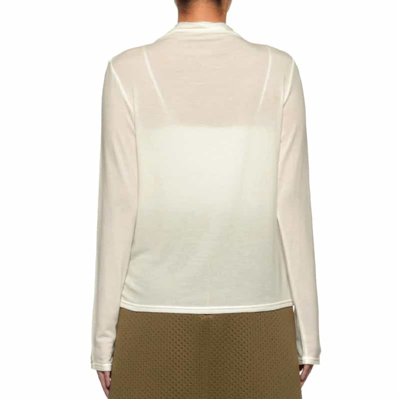 BARNEYS NEW YORK ウォッシャブル モックネックカットソー WHITE