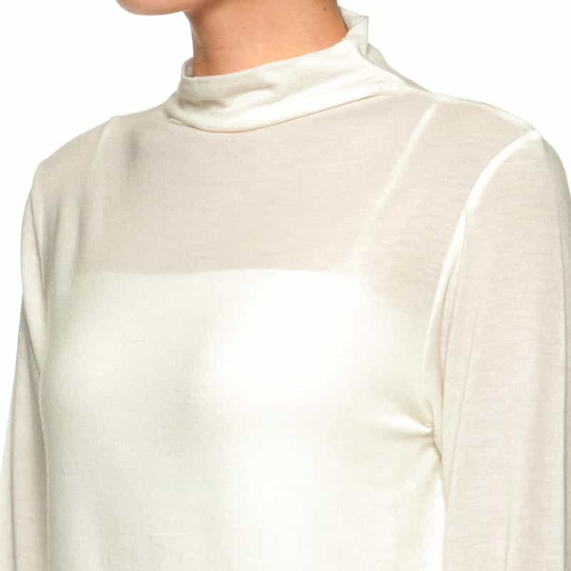 BARNEYS NEW YORK ウォッシャブル モックネックカットソー WHITE