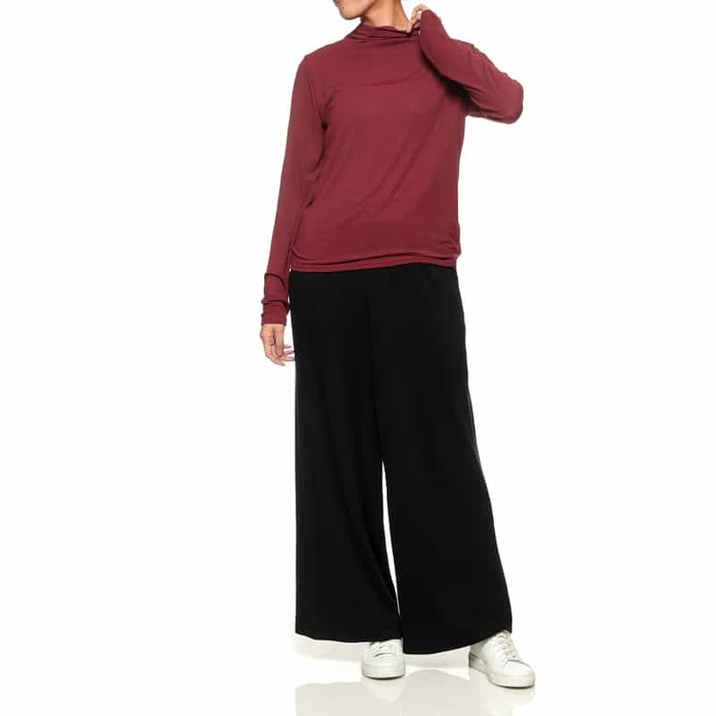 BARNEYS NEW YORK ウォッシャブル モックネックカットソー RED